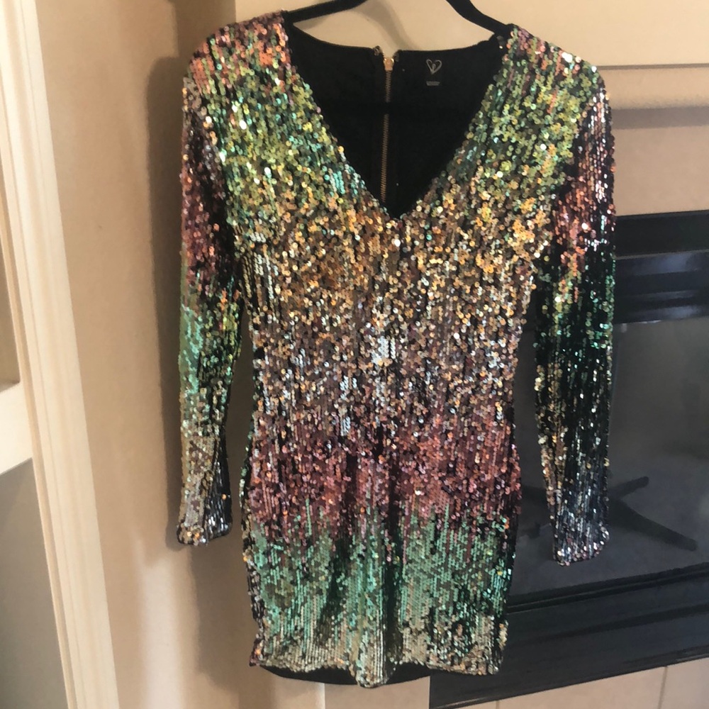 Windsor Sequined Mini Dress with long sleeves